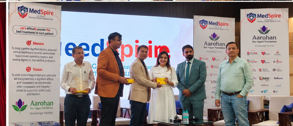 Participants being recognised with mementos on the MedSpire Global CME stage