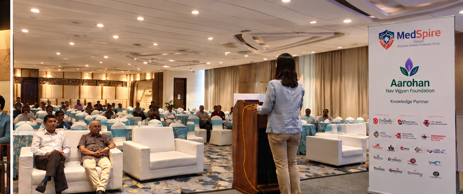Delegates seated through a session in the MedSpire conference hall